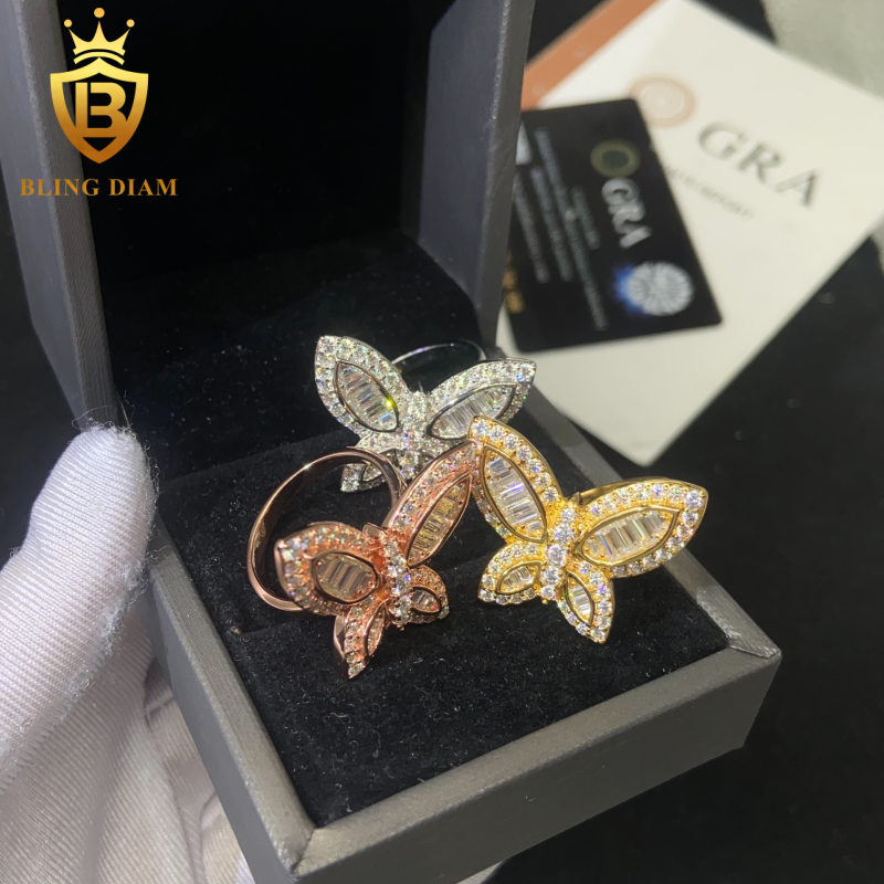 Butterfly-shape moissanite ring
