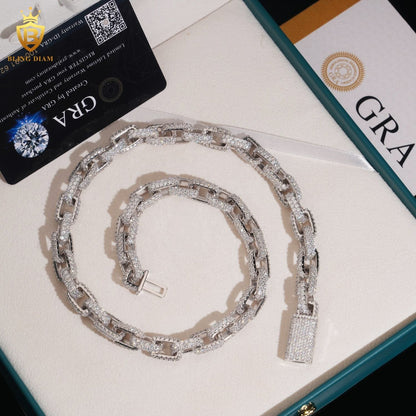 10MM Sterling Silver 925 VVS Moissanite Chain