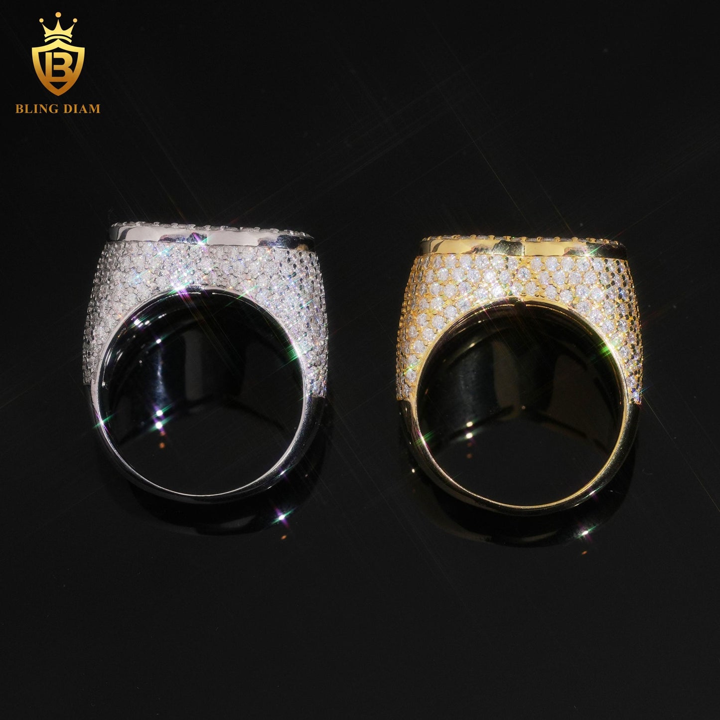 Iced-out men’s moissanite ring
