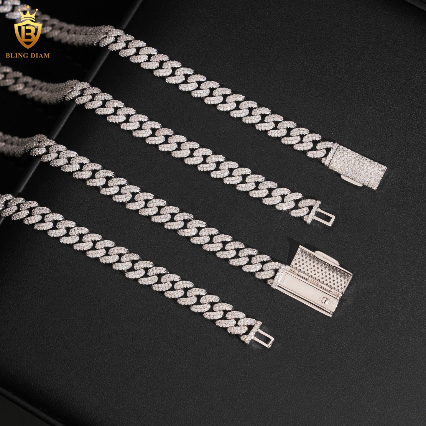 Miossanite 8mm 925 Sterling Silver Cuban Link Chain