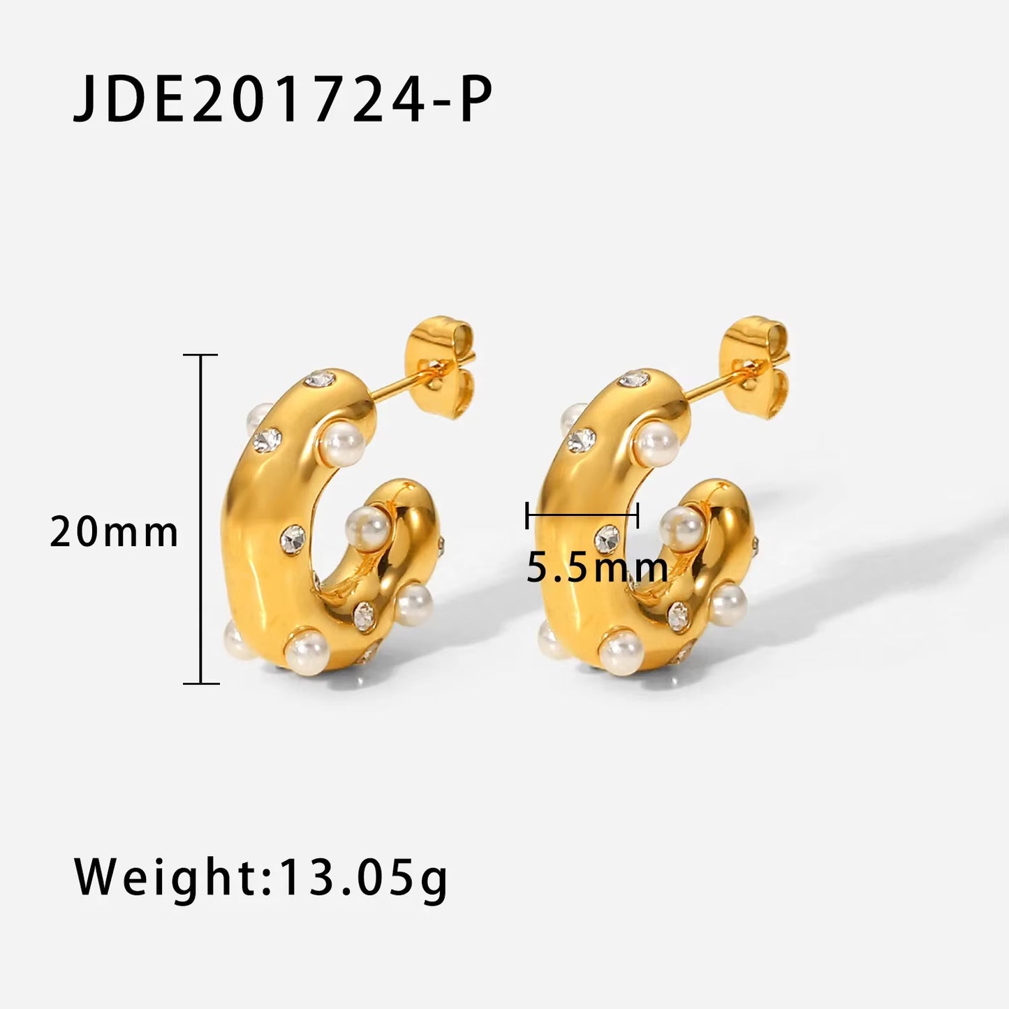 C-shape Pearl Earrings