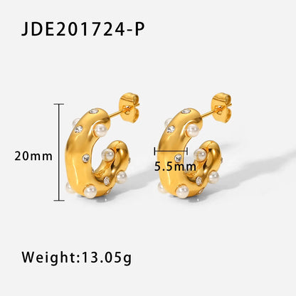 C-shape Pearl Earrings