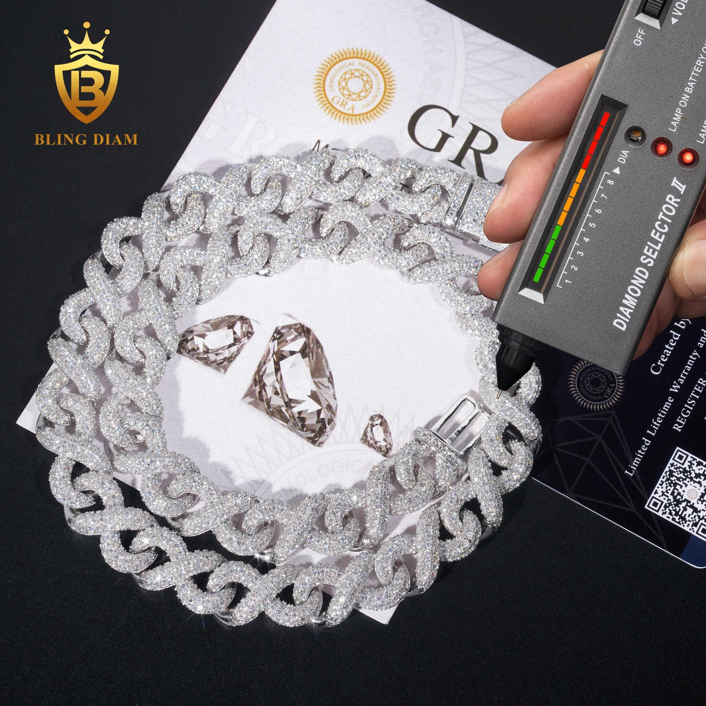 8MM VVS Moissanite sterling silver Cuban chain
