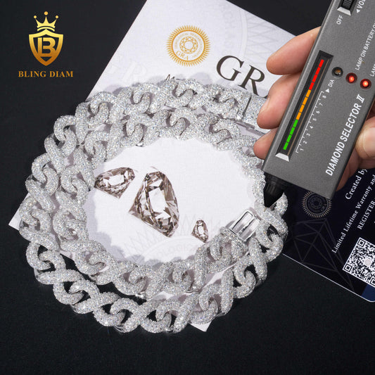 8MM VVS Moissanite sterling silver Cuban chain