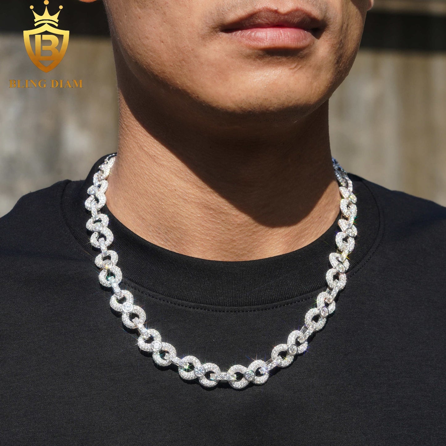 13mm 925 Sterling Silver moissanite chain