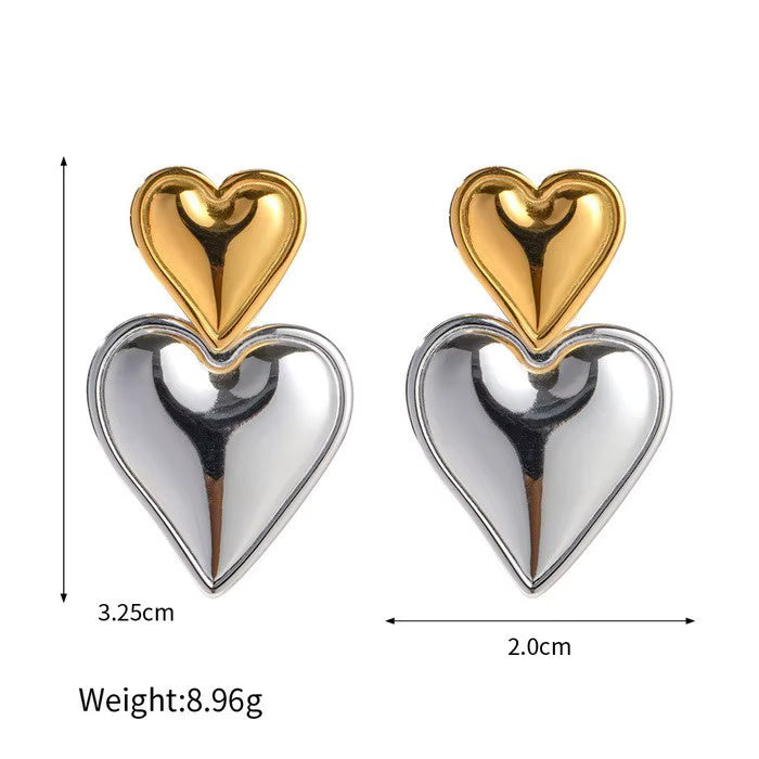 Two-tone Heart Earrings