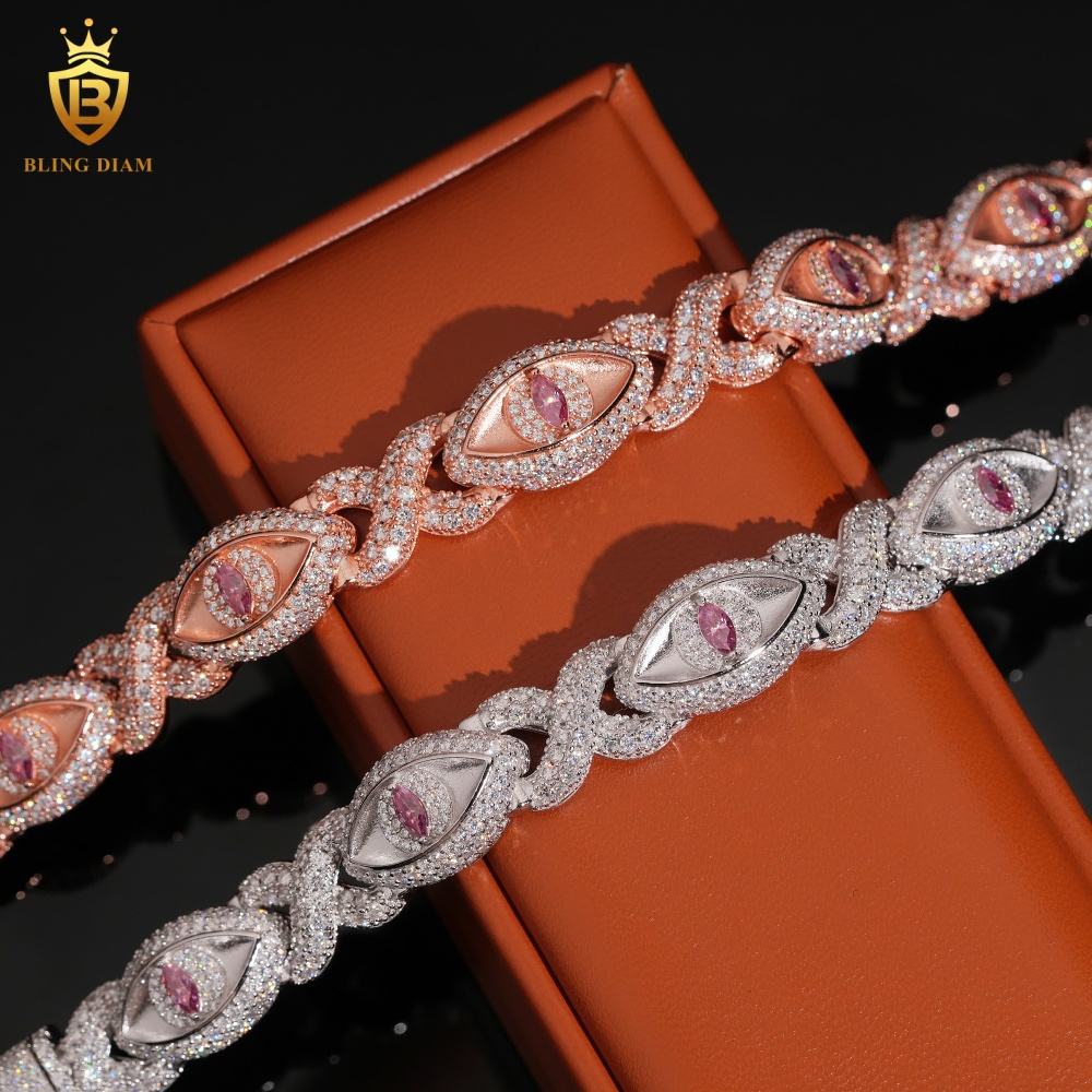 Rose Gold Pink Marquise Eye Infinity Cuban Bracelet