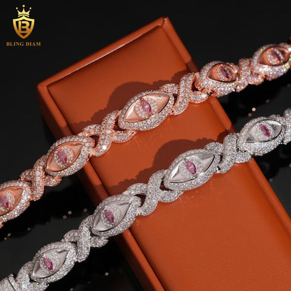 Rose Gold Pink Marquise Eye Infinity Cuban Bracelet