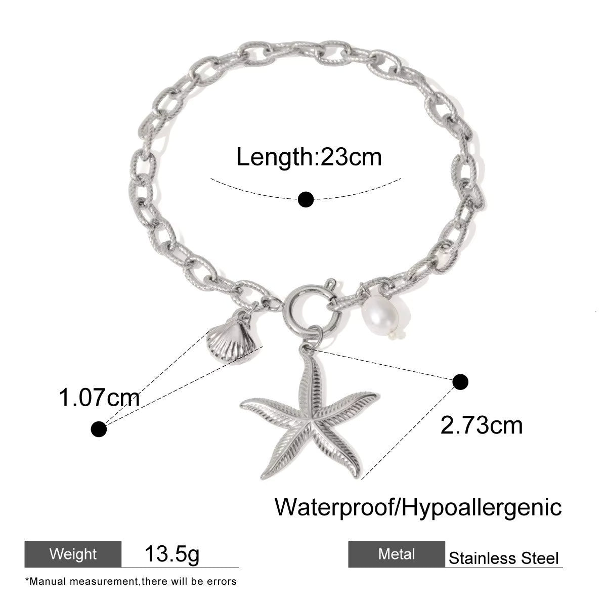 Seashell Starfish Link Chain Pendant Bracelets
