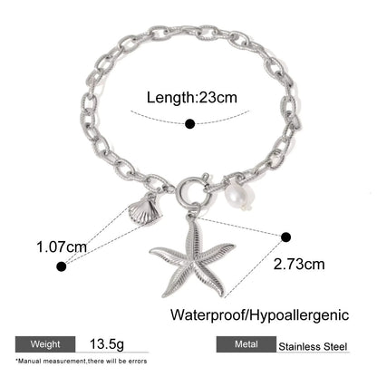 Seashell Starfish Link Chain Pendant Bracelets