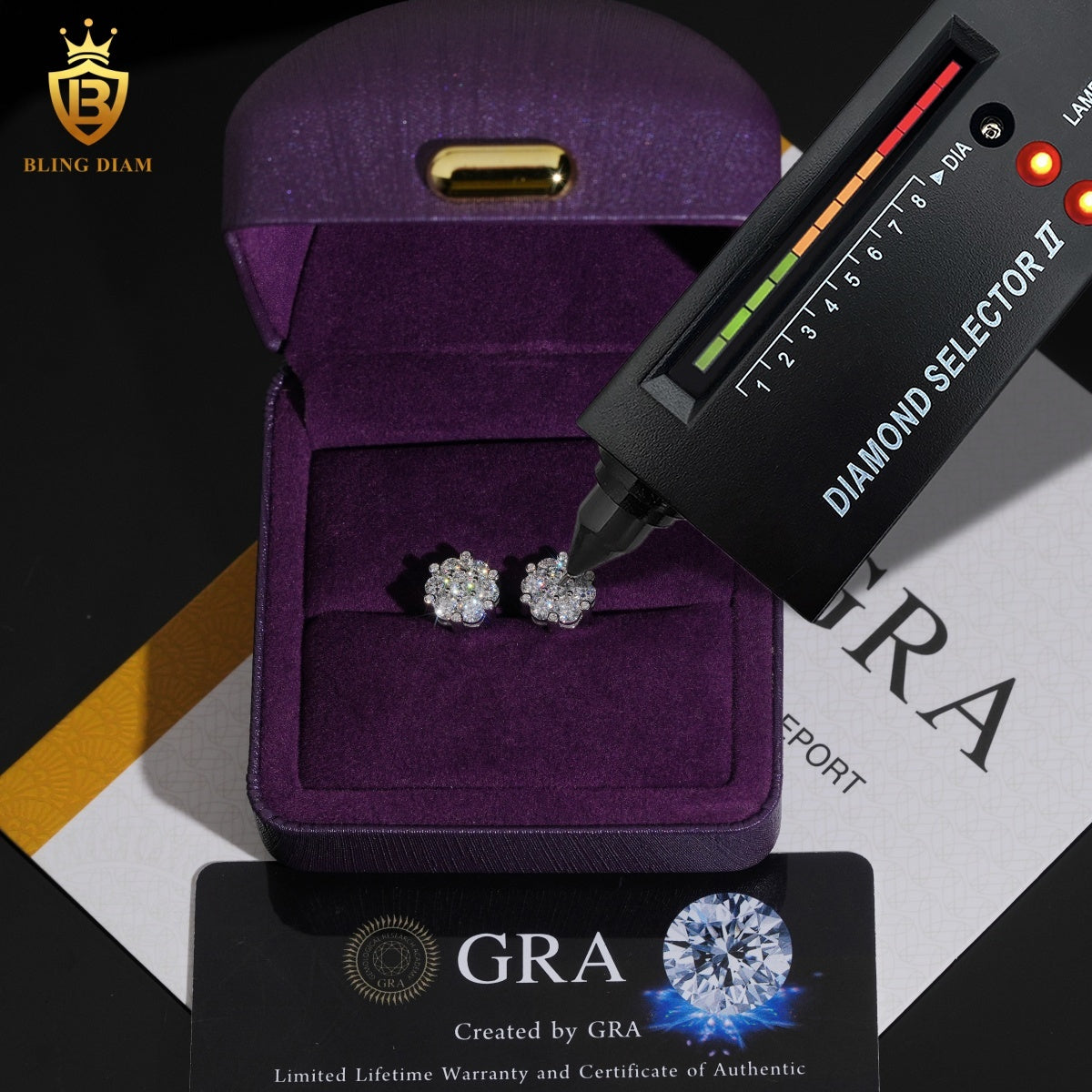 Iced-Out Moissanite Flower Stud Earrings