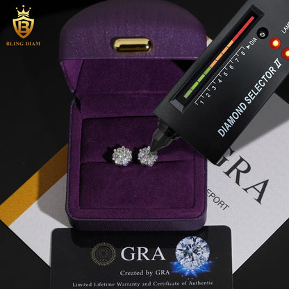 Iced-Out Moissanite Flower Stud Earrings