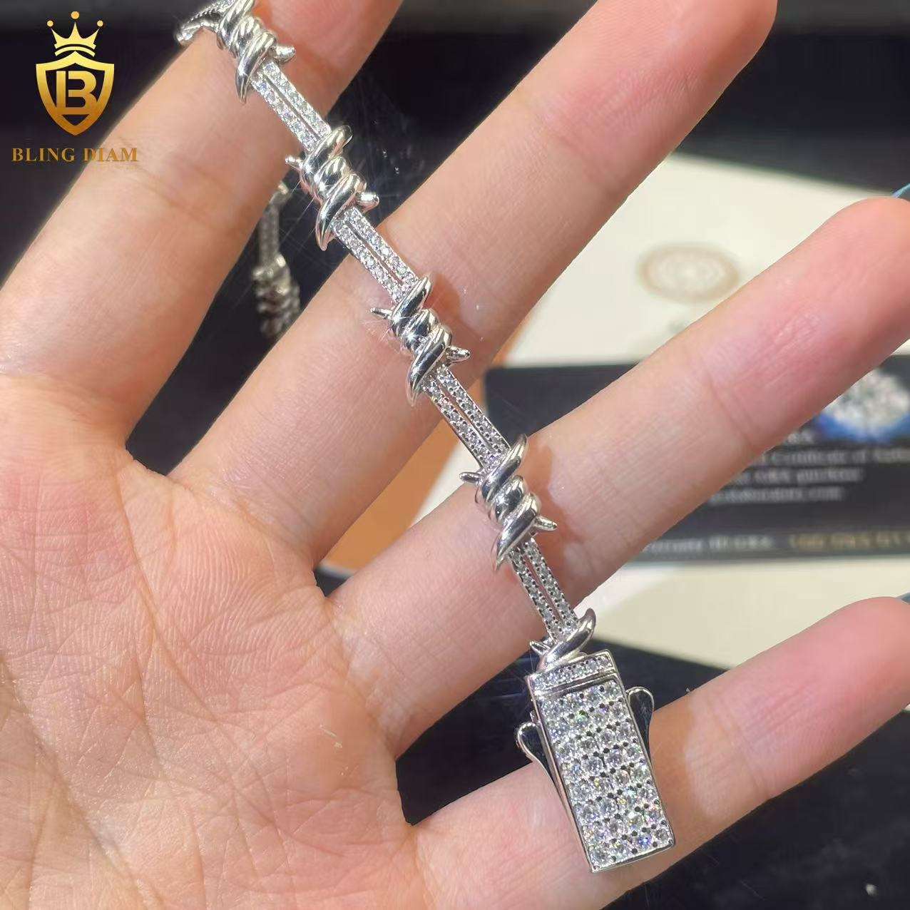 Wire Twist Thorns Moissanite Cuban Bracelet