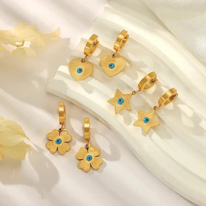 Flower Heart Star Drop Earrings