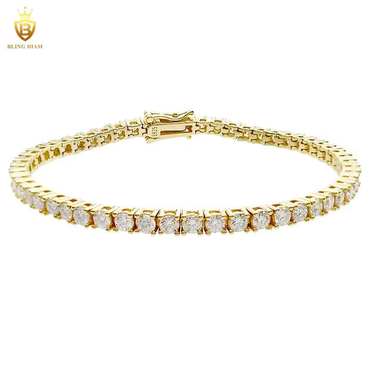 Signature Tennis Bracelet - 3mm VVS Moissanite, Gold Plated Sterling Silver