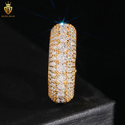 Iced-out moissanite ring