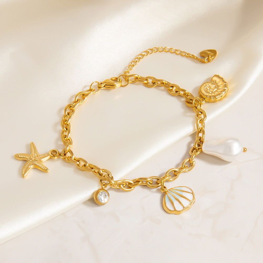 Ocean Beach Shell Starfish Pearl Charm Bracelets