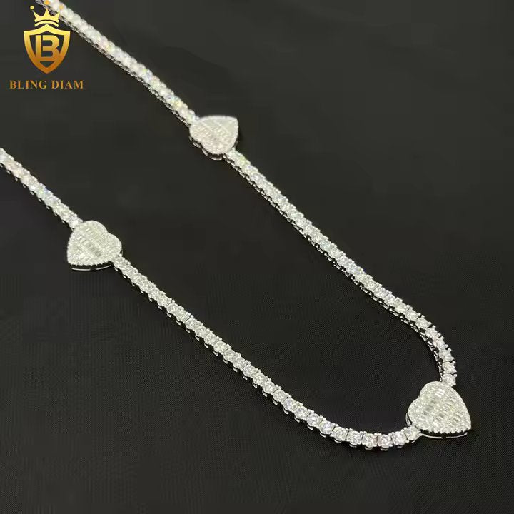 Triple Heart Tennis Necklace