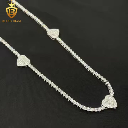 Triple Heart Tennis Necklace