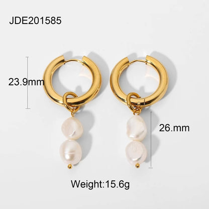 Pearl Stud Hoop Earrings