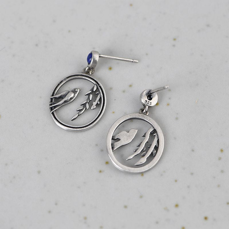 Swallow Leaves Lapis Lazuli Earrings