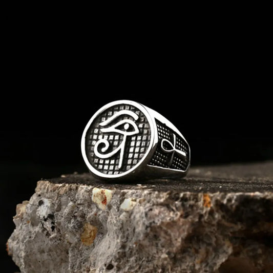 Horus Eye of God & Ankh Cross Ring