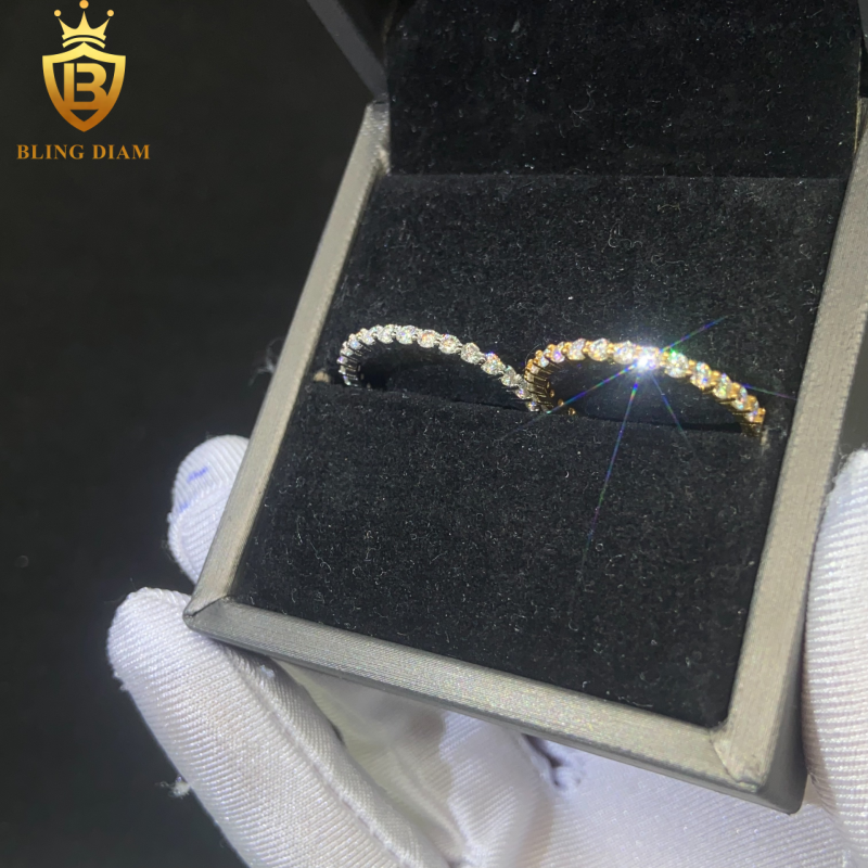 Iced-out moissanite ring