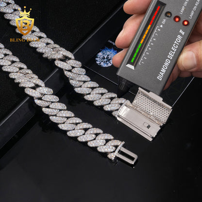 18mm Moissanite 925 Sterling Silver Cuban Link Chain