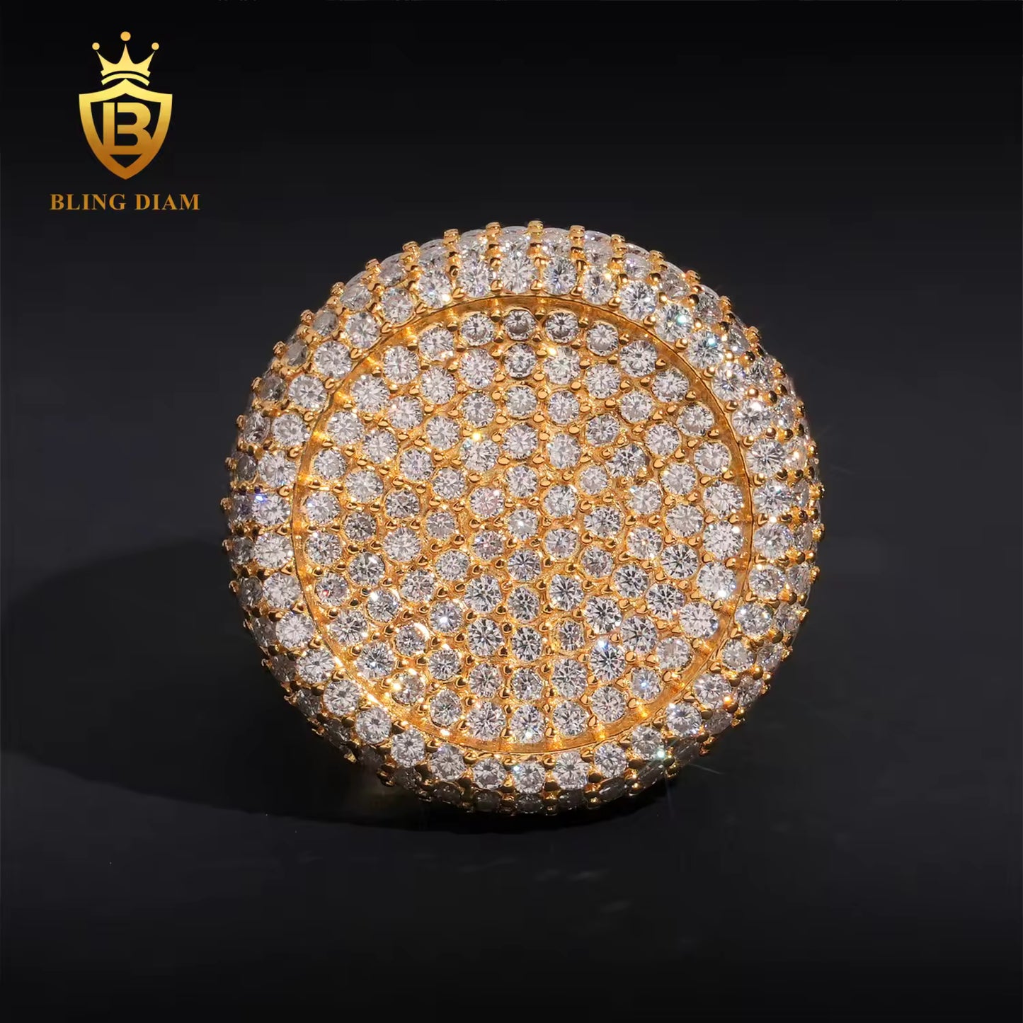 Plated Iced Out Moissanite Ring