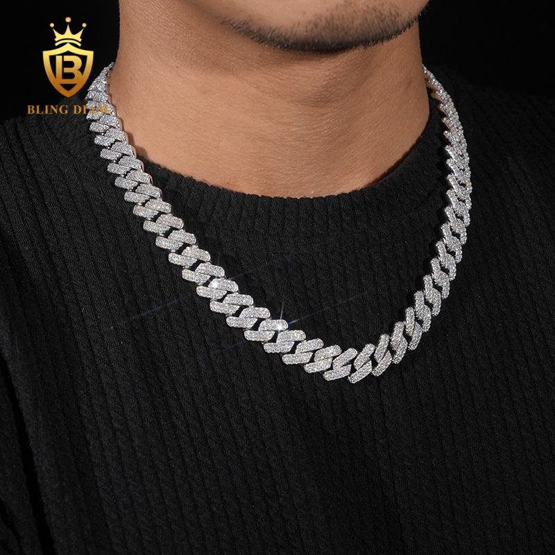VVS Moissanite 2 Rows 12mm 925 Silver Chain