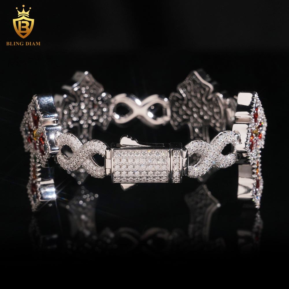 Colorful Cross Moissanite Bracelet