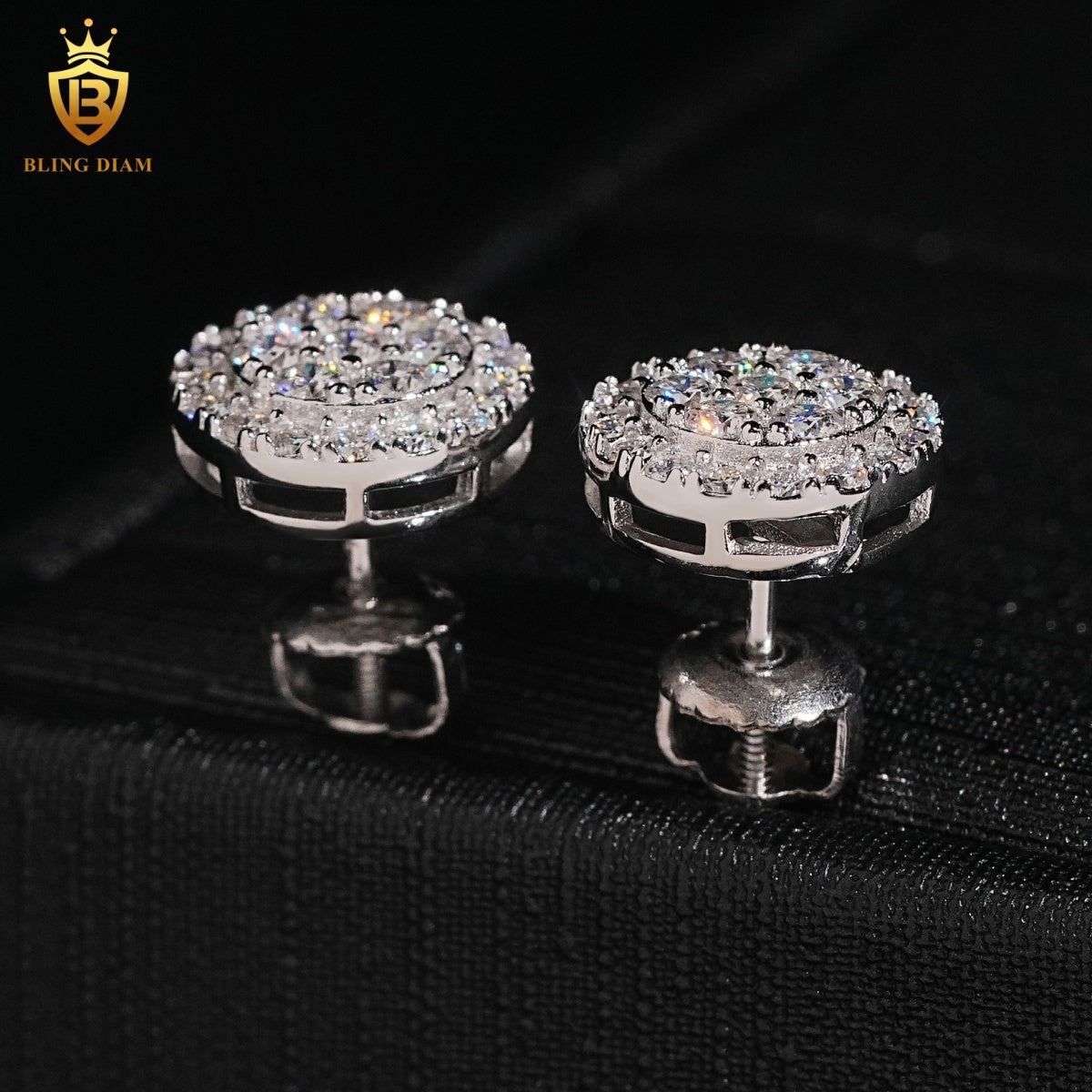 Double Halo Cluster Moissanite Stud Earrings