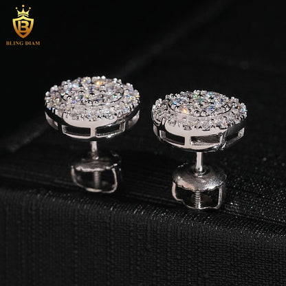 Double Halo Cluster Moissanite Stud Earrings