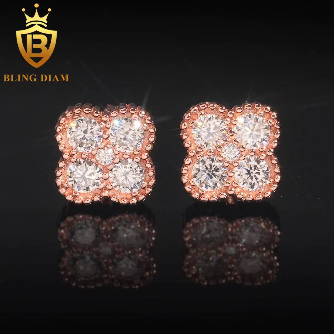 Four-Clover Cluster Moissanite Stud Earrings