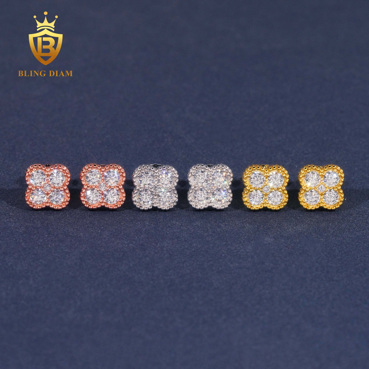 Four-Leaf Clover Moissanite Stud Earrings
