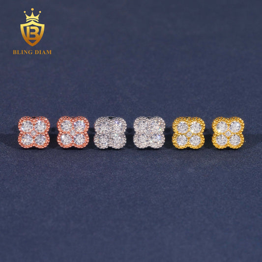 Four-Leaf Clover Moissanite Stud Earrings