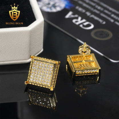 VVS Iced-Out Square Moissanite Stud Earrings
