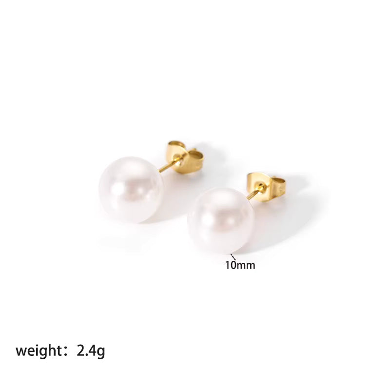 Shell Pearl Stud Earrings