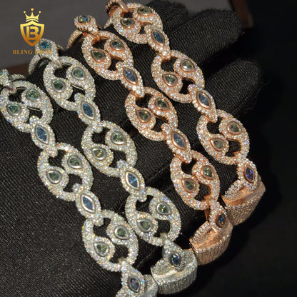 Iced Out Colored Stone Cuban Link Bracelet