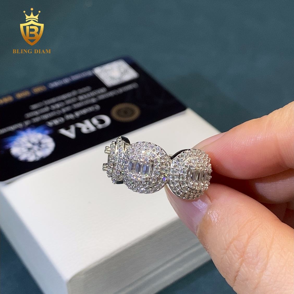 Baguette-cut moissanite ring