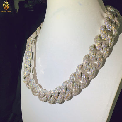 25mm D Color VVS Moissanite 925 silver chain