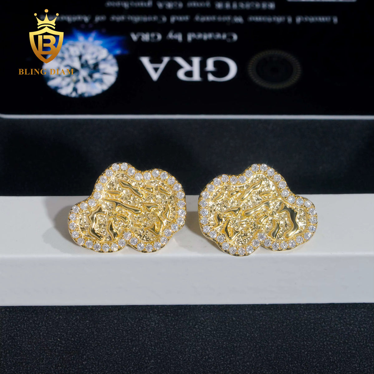 D Color VVS Moissanite Nugget Earrings