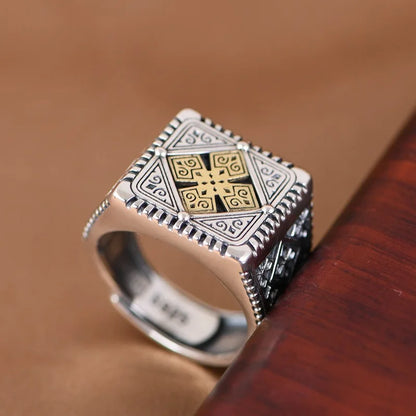 Punk Silver Cross Ring