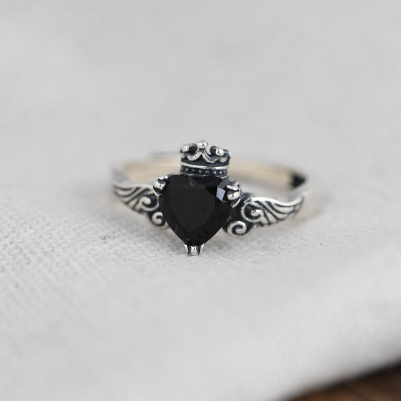 Feather Crown Heart ring