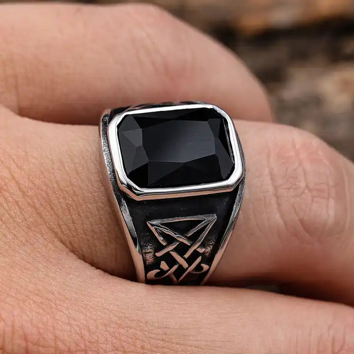 Stainless Onyx Ring