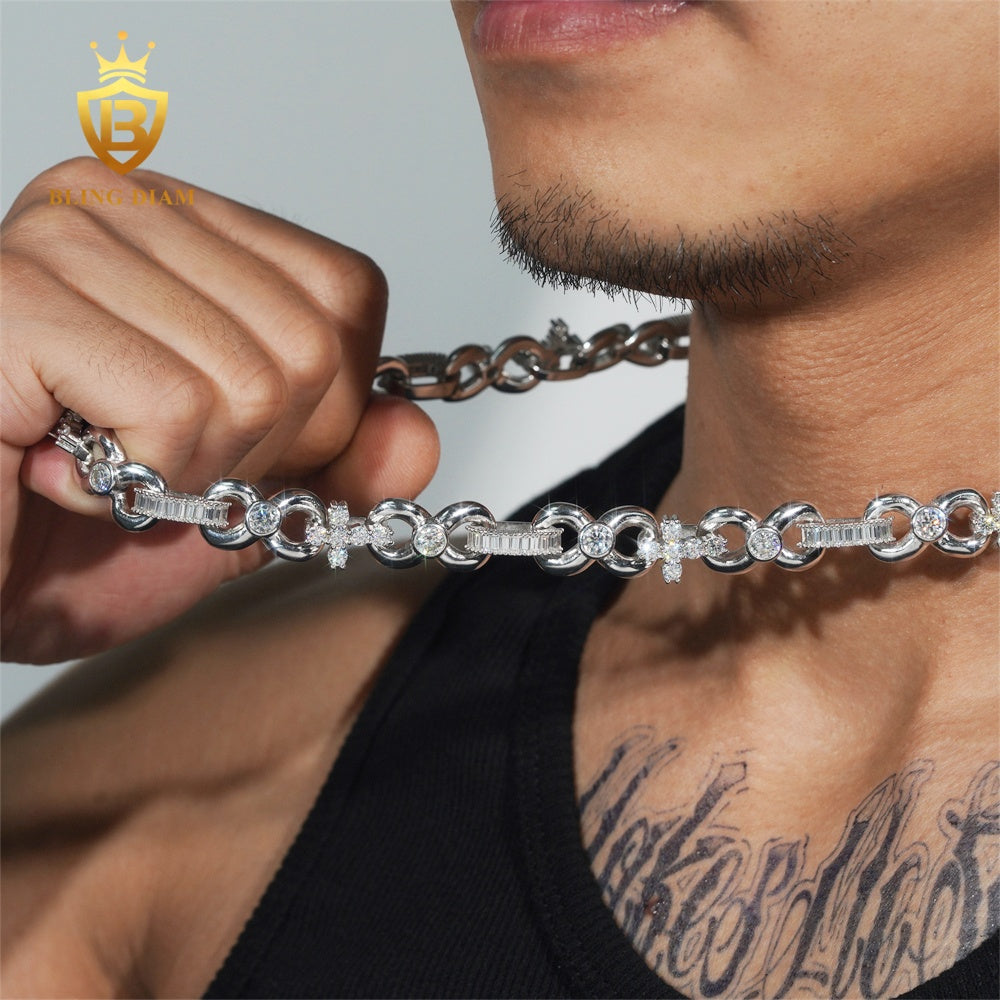 925 Sterling Silver 13mm moissanite chain