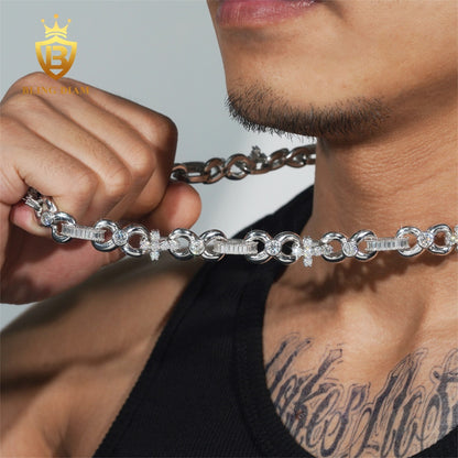 925 Sterling Silver 13mm moissanite chain
