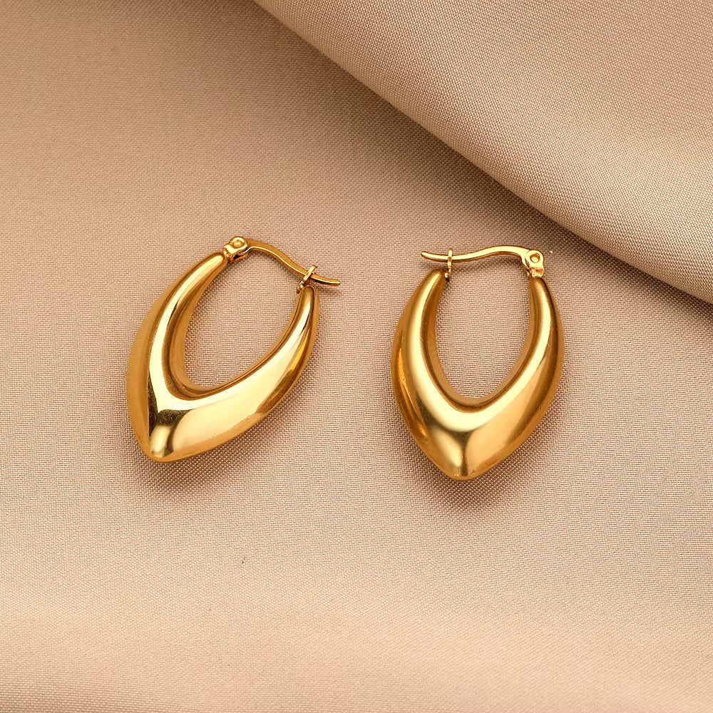 Twist Rope Round Chunky Hoop Gold Earring