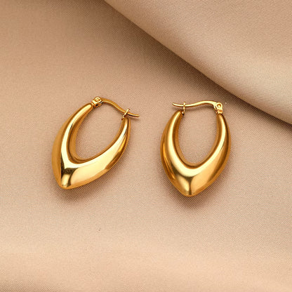 Twist Rope Round Chunky Hoop Gold Earring