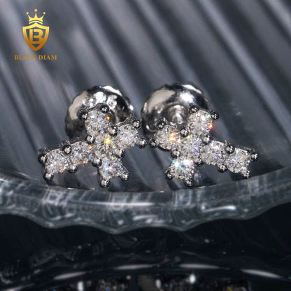 Iced-Out Moissanite Cross Stud Earrings